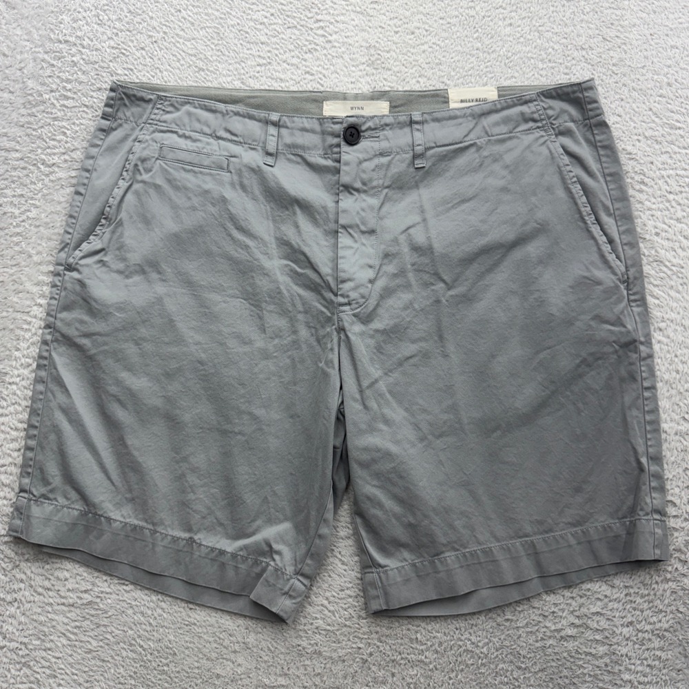 Billy Reid Wynn Grey Cotton Chino Shorts Mens Size 36 Flat Front Peru